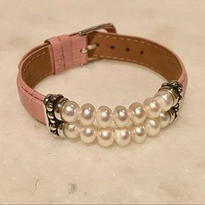 HONORA freshwater pearl & leather adjustable bracelet 🌸✨